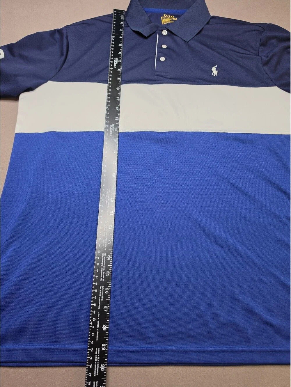 Polo Ralph Lauren Performance Men’s XL Colorblock Golf Polo Shirt Blue White